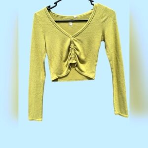 Y2K VINTAGE RETRO ME 2 WE GREEN LONG SLEEVE CROP TOP SIZE S